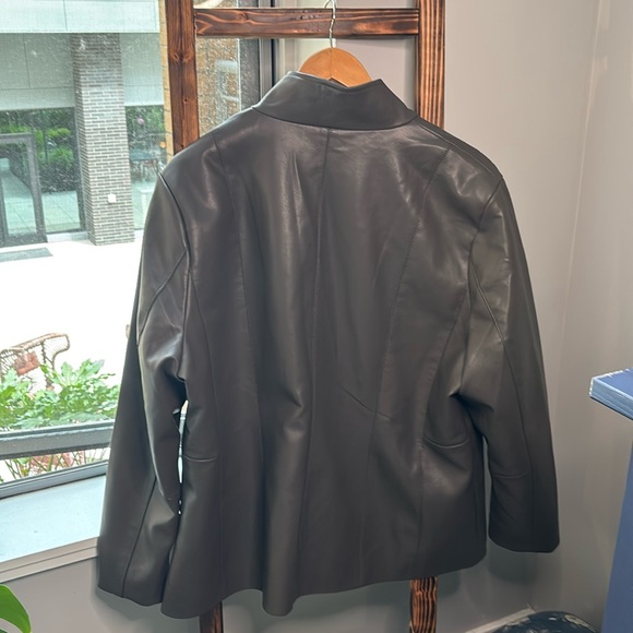 Kenneth Cole Gray/Brown Vegan Leather Jacket - Picture 3 of 5